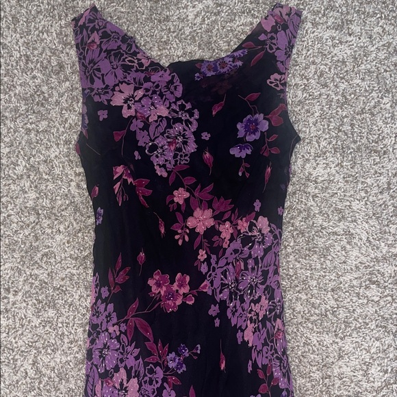 K. Linda Blue Floral Purple and Black Women's Dress - Picture 6 of 11